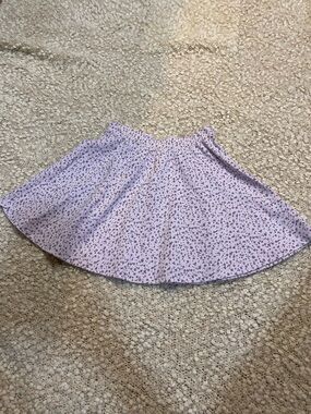 Lilac Floral Circle Skater Skirt with Elastic Waist